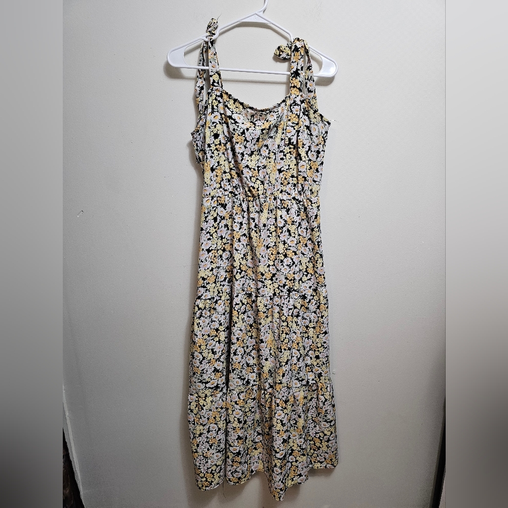 Social Standard By Sanctuary Floral Sleeveless‎ Dress - Black and Yellow